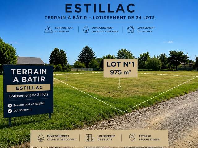 Terrain à vendre  ESTILLAC (47) — photo du bien