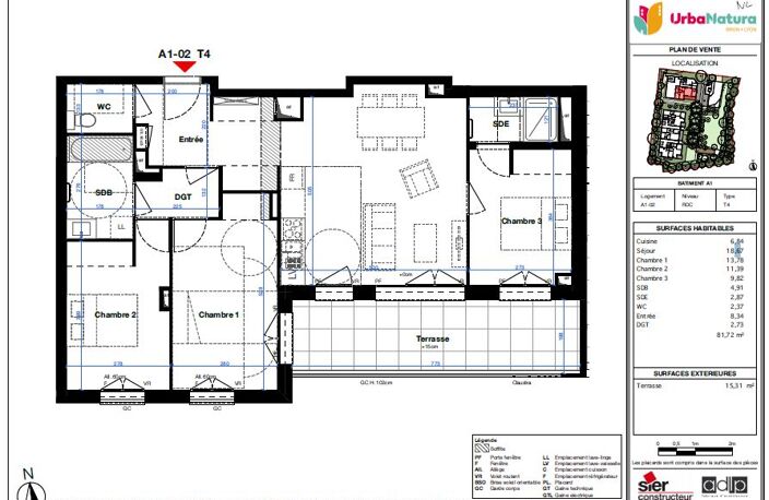 T4 81,72 m² à Bron, Urba Natura au prix de vente de 231 977 € — photo 4