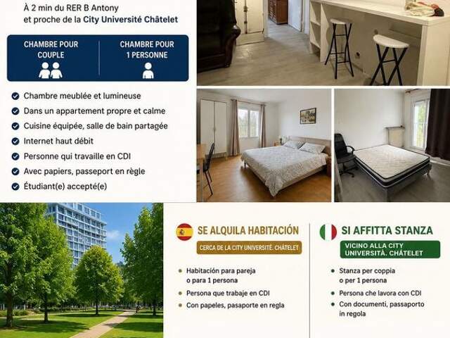 Chambre de 10m2 à louer sur Antony — photo du bien