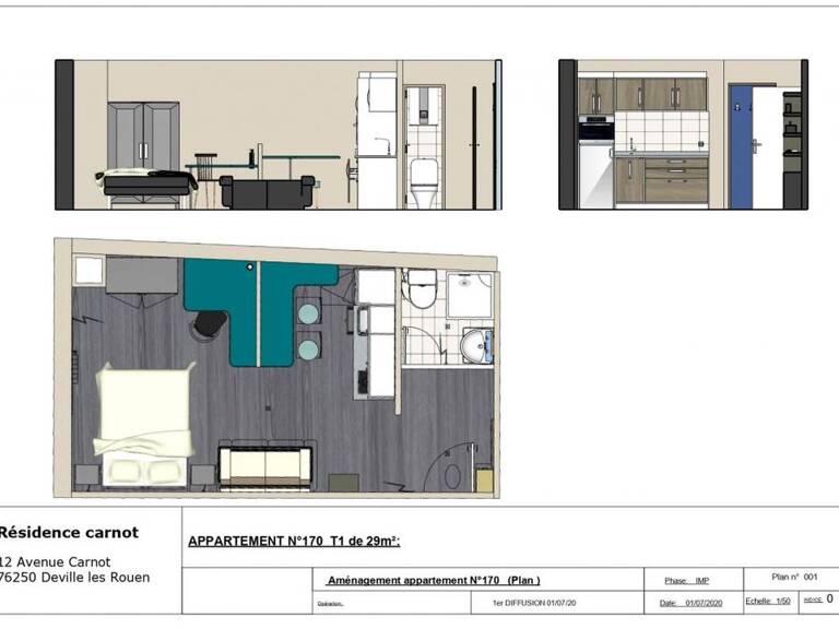 Studio de 29m2 à louer sur Déville-lès-Rouen — photo 1