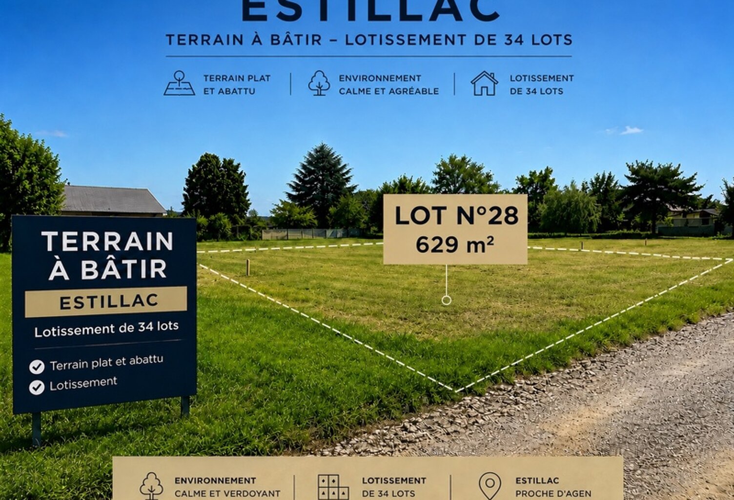 Terrain à vendre  ESTILLAC (47) — photo 1