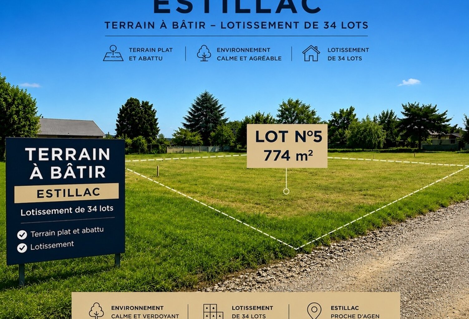Terrain à vendre  ESTILLAC (47) — photo 1