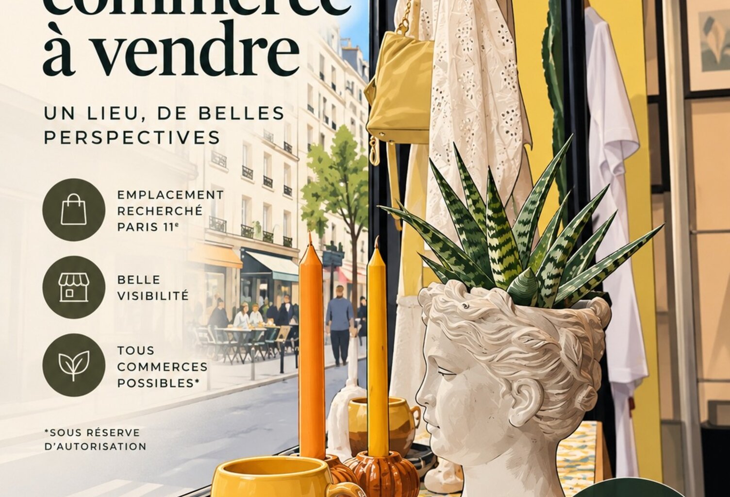 Fonds de commerce à vendre PARIS 11EME ARRONDISSEMENT (75) -  OBERKAMPF / PARMENTIER – BOUTIQUE 74 M² – VITRINE 5 M – 162 400 € HONORAIRES D’AGENCE INCLUS – CAUSE DE LA CESSION : RETRAITE — photo 1