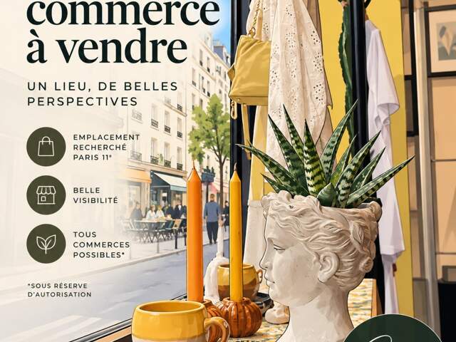 Fonds de commerce à vendre PARIS 11EME ARRONDISSEMENT (75) -  OBERKAMPF / PARMENTIER – BOUTIQUE 74 M² – VITRINE 5 M – 162 400 € HONORAIRES D’AGENCE INCLUS – CAUSE DE LA CESSION : RETRAITE — photo du bien