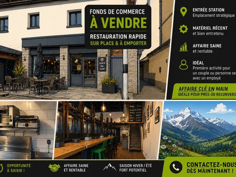 Fonds de commerce RESTAURATION RAPIDE en STATION à vendre proche de MOUTIERS (73) — photo 1