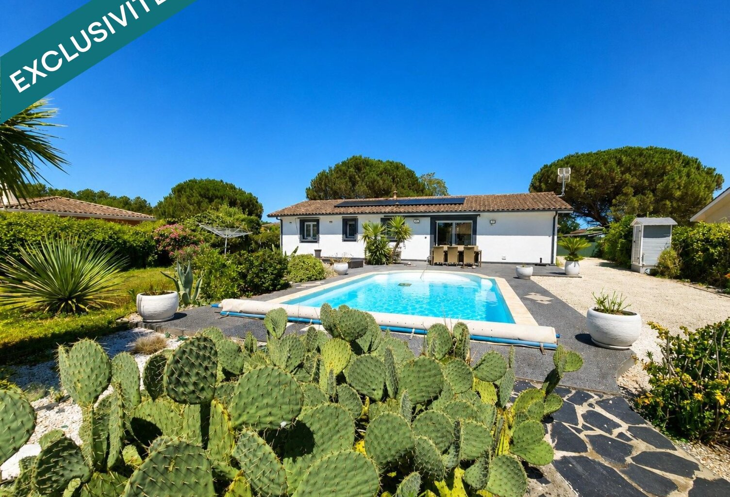 Maison de plain-pied  Piscine  Dépendance  Jardin paysager — photo 1