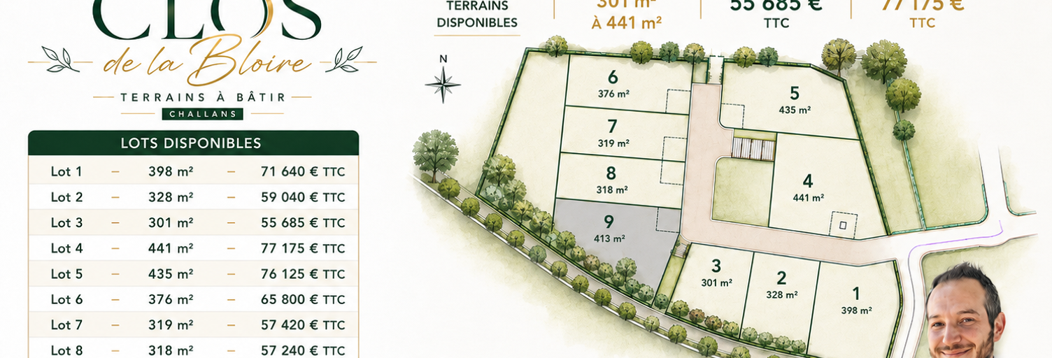 Terrain  413 m² à vendre à Challans (85300)