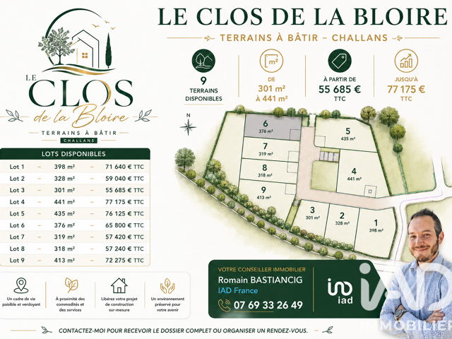Vente Terrain à bâtir 376 m&sup2; — photo du bien
