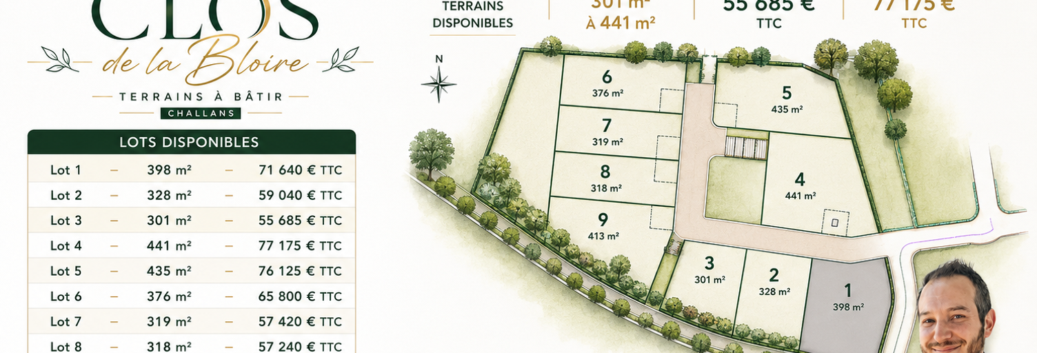 Terrain  398 m² à vendre à Challans (85300)