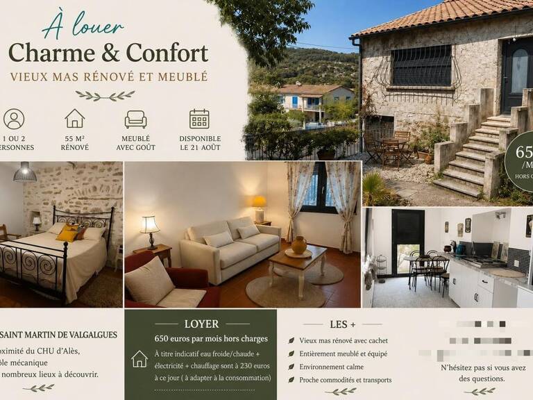 Appartement de 55m2 à louer sur Saint-Martin-de-Valgalgues — photo 1