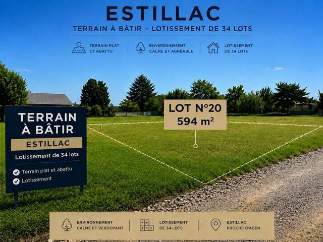 Terrain à vendre  ESTILLAC (47) — photo du bien