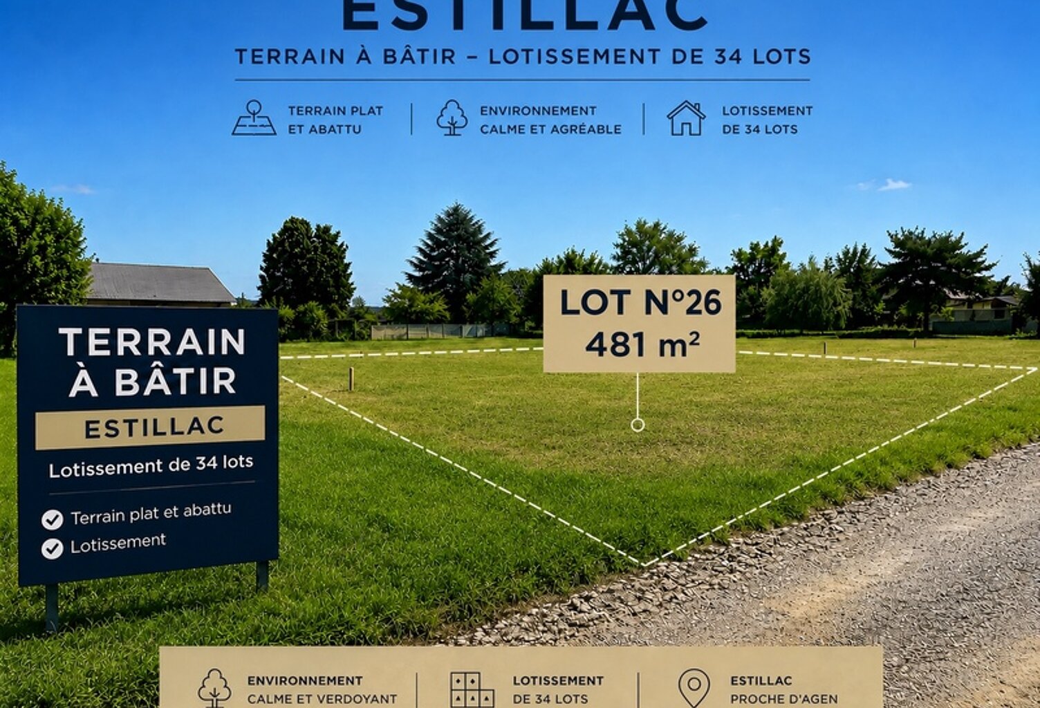 Terrain à vendre  ESTILLAC (47) — photo 1
