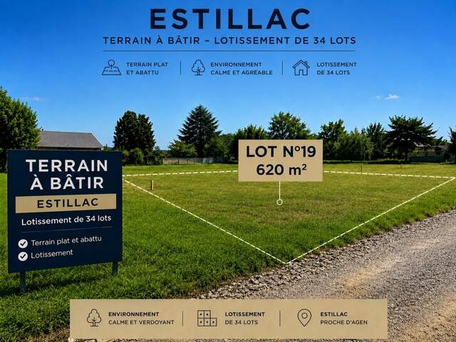 Terrain à vendre  ESTILLAC (47) — photo du bien