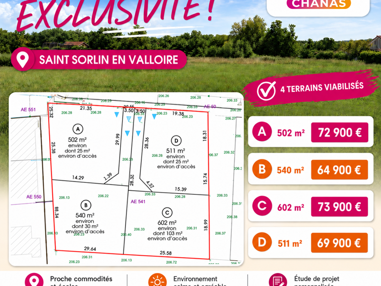 Terrain à construire  540 m² — photo 1
