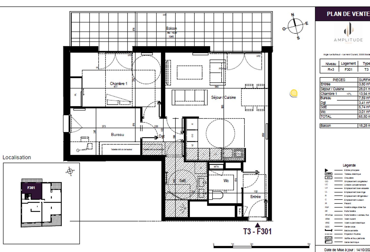 À LOUER   T3 de 65,50 m2   Résidence Amplitude   Bordeaux — photo 1