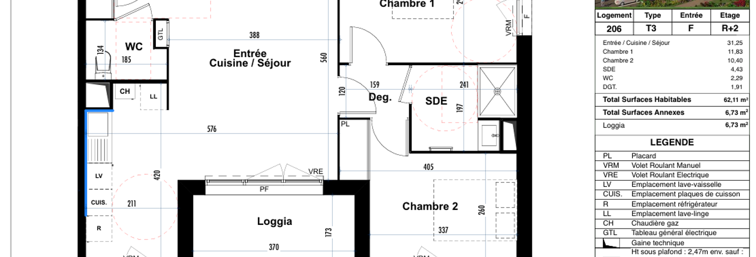Appartement 3 Pièces 62 m² à louer à Villenave-d'Ornon (33140)