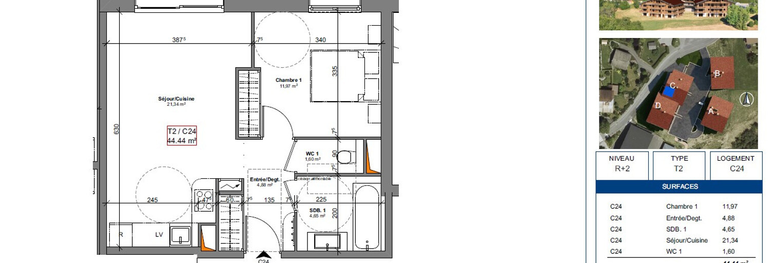 Appartement 2 Pièces 44 m² à vendre à Cordon (74700)