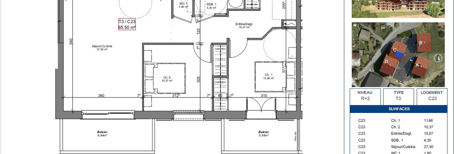 Appartement 3 Pièces 65 m² à vendre à Cordon (74700)