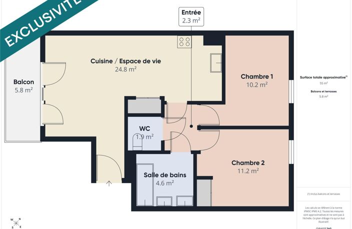 Appartement 2 chambres Balcon et stationnement — photo 4