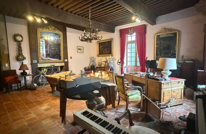 MARCIAC(32): ancienne SEIGNEURIE avec BEAU CHATEAU XIV sur 3,5ha, cachée, au bout du chemin, sans voisin, en campagne, 500m2 habitables, piscine chauffée, découvrez les riches heures des seigneurs — photo 4