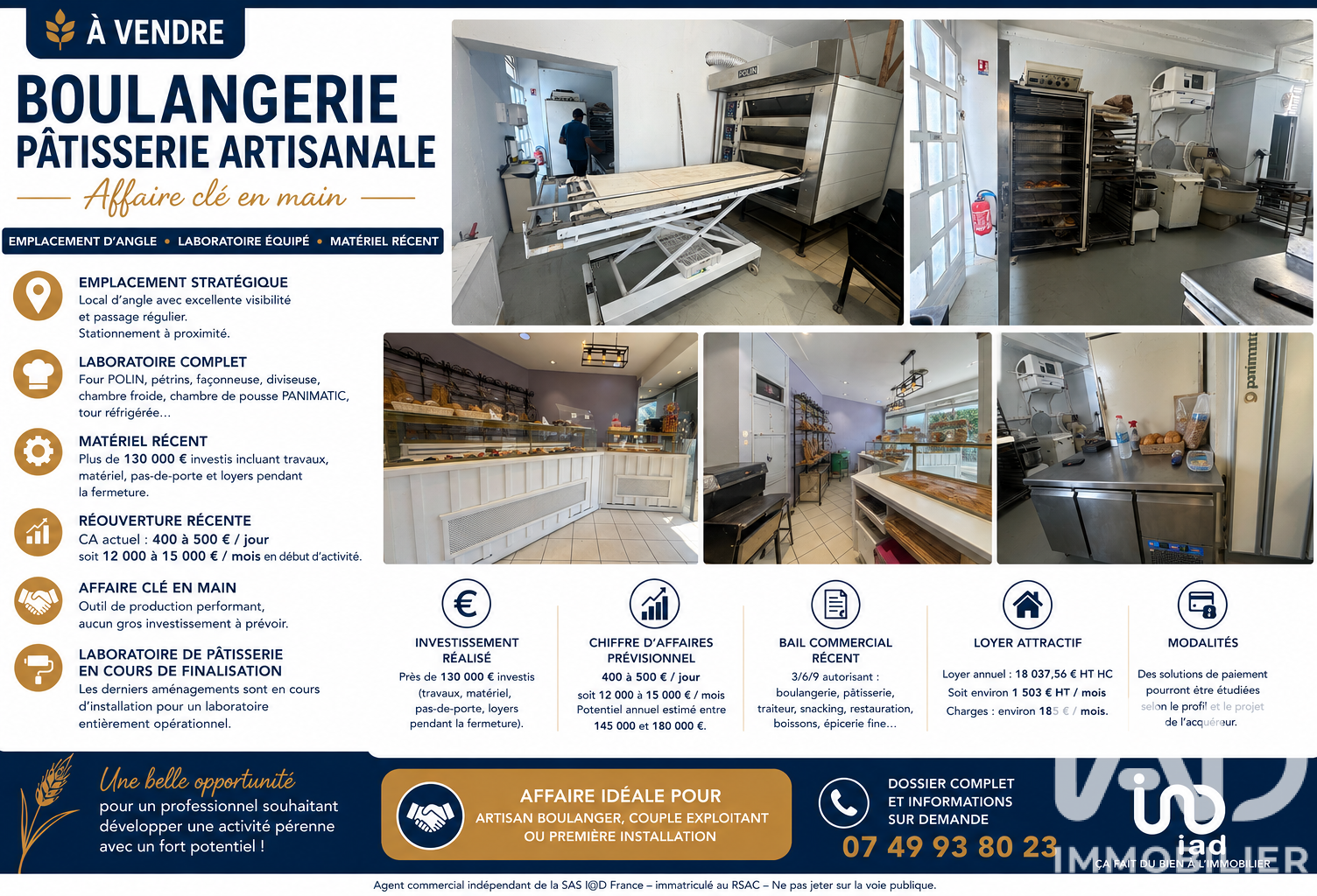 Vente Boulangerie, Pâtisserie 140 m&sup2; — photo 1