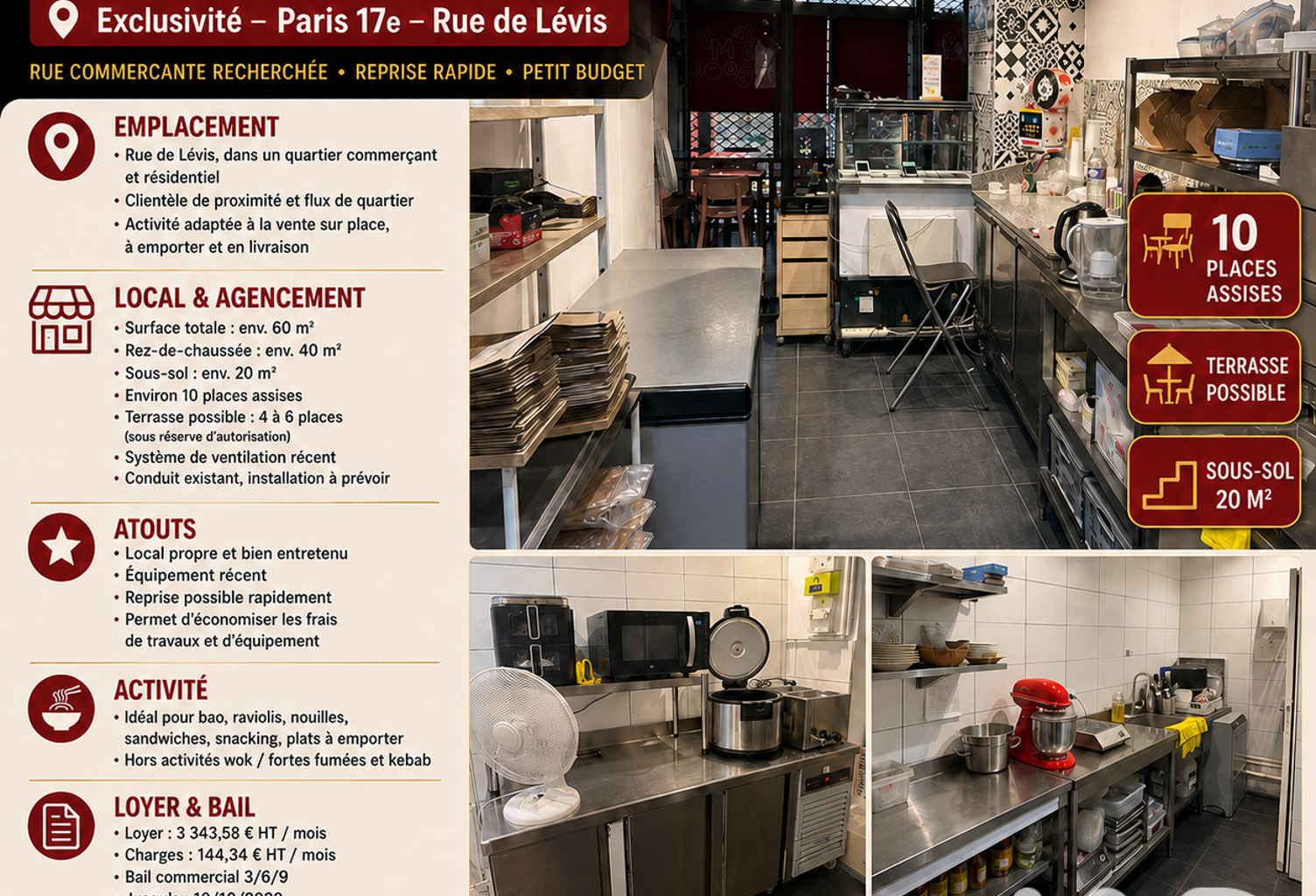 Vente Restauration rapide 40 m&sup2; — photo 1