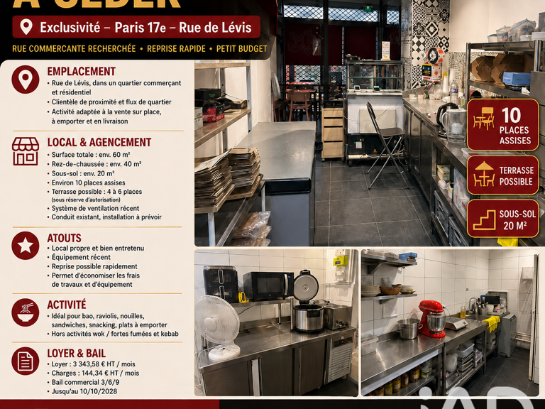 Vente Restauration rapide 40 m&sup2; — photo 1