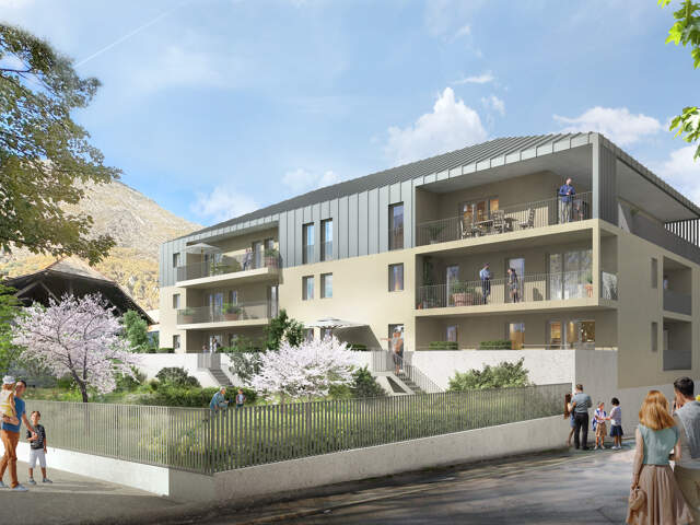 LES JARDINS DE BABYLONE PETIT IMMEUBLE NEUF AU CALME ET AU COEUR DE SAINT JEAN DE MAURIENNE  Dernier appartement disponible de Type 2 d'une superficie habitable de 44,28 m2 + superbe Balcon-Terrasse de 16,86 m — photo du bien