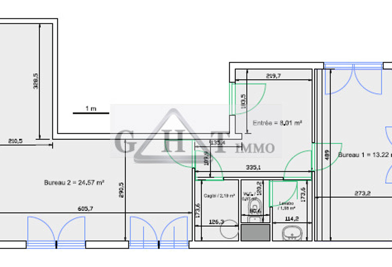 BUREAUX 52 M² PARC VOLTA — photo 1