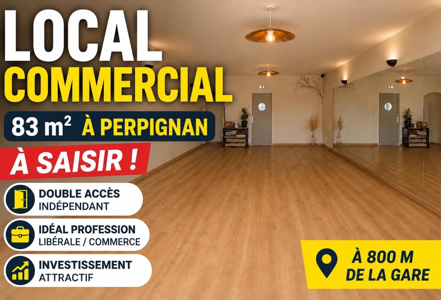 Local commercial 83 m²  Double accès — photo 1