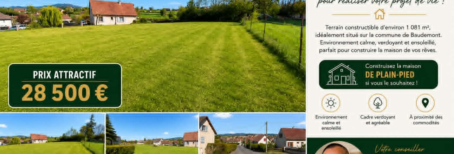 Terrain  1081 m² à vendre à Baudemont (71800)