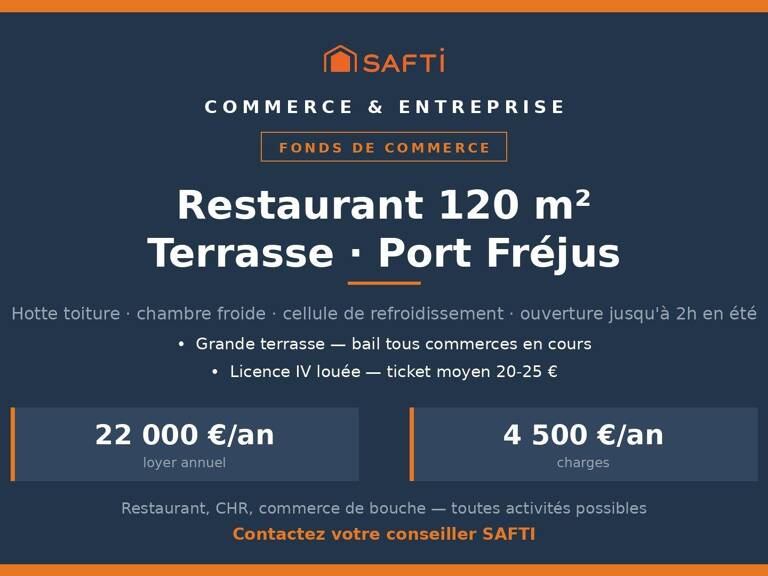Fonds restaurant 120 m² + terrasse  Port Fréjus — photo 1