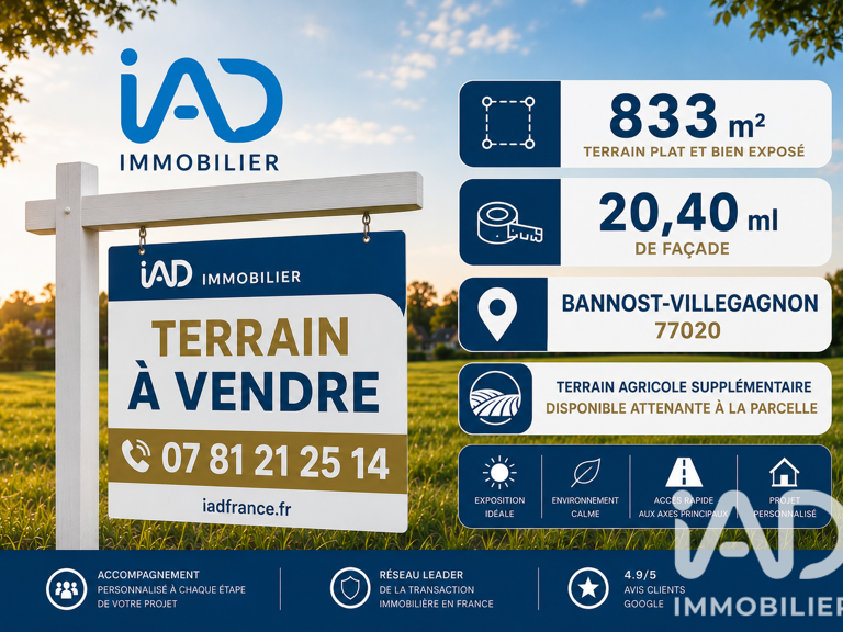 Vente Terrain 833 m&sup2; — photo 1
