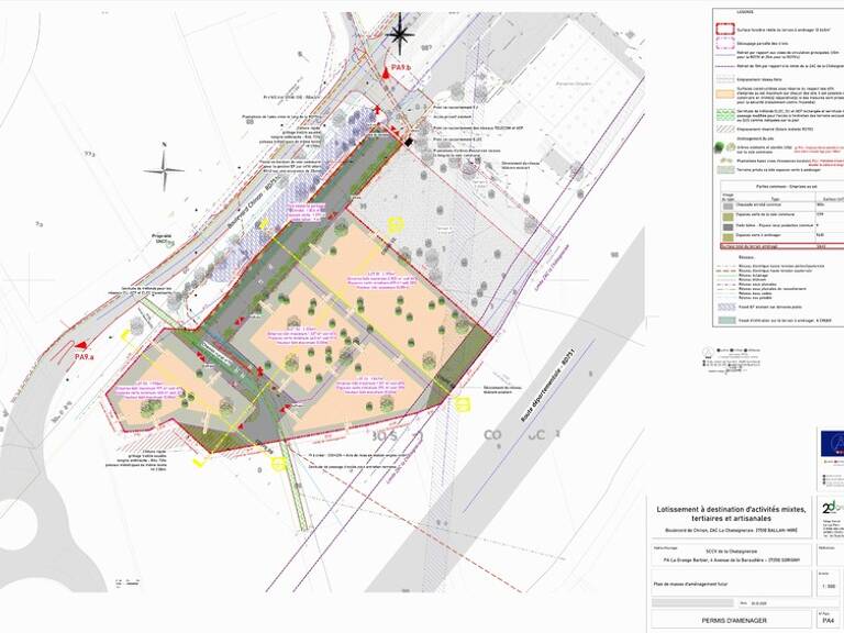 Terrain avec visibilité premium à vendre sur 3393m² à  BALLAN MIRE (37)  emprise bâtie maxi de 2035m² 12 m de hauteur — photo 1