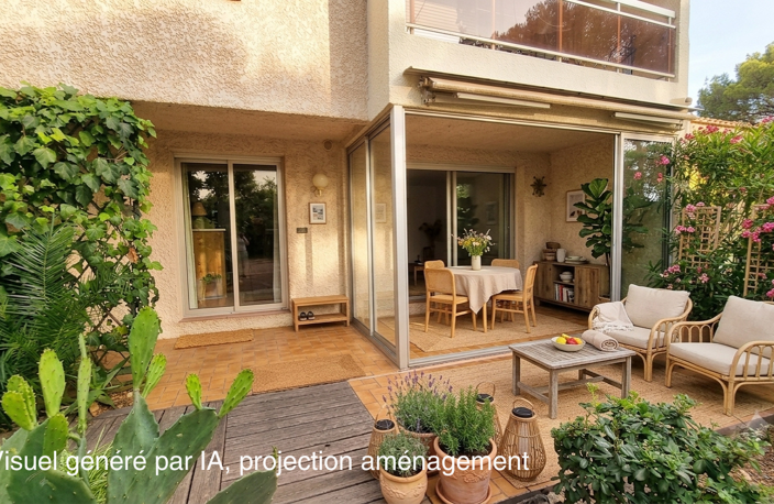 BOULOURIS A 5 MIN DES PLAGES A PIEDS 2 PIECES AVEC JARDIN — photo 4