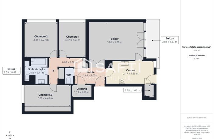 GARCHES - Buzenval appartement 4 pièces 83m2  Sans vis à vis — photo 2