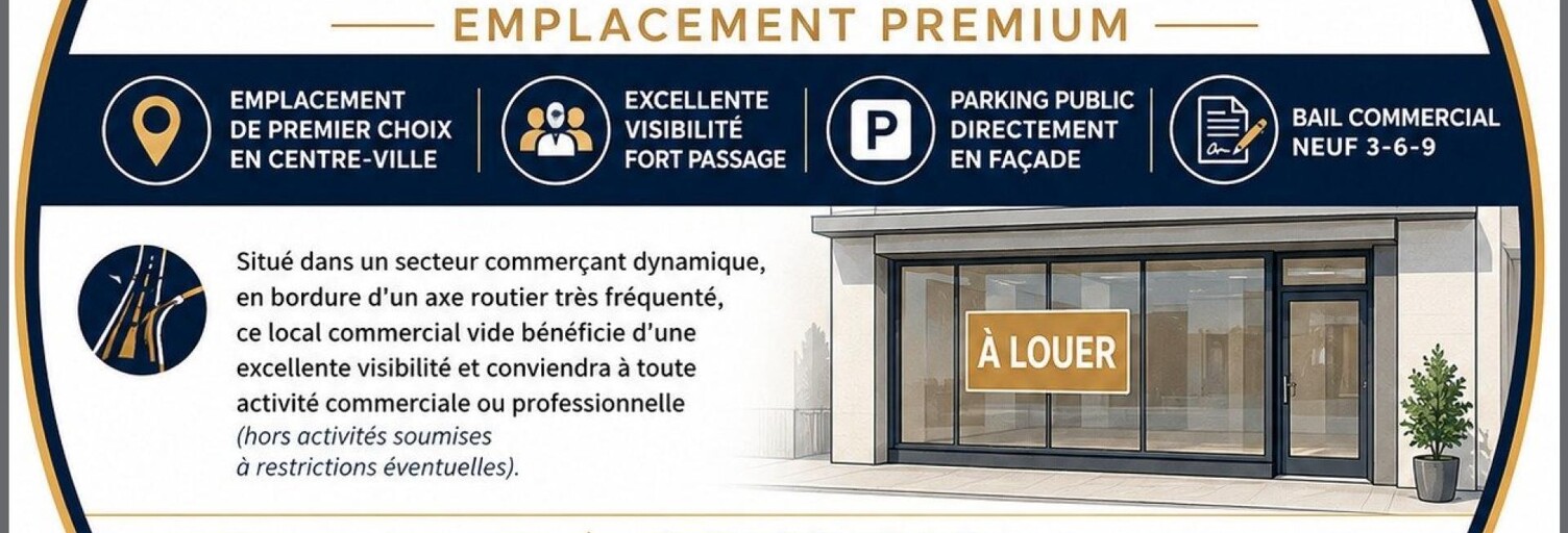 Commerce 2 Pièces 43 m² à louer à Les Sables-d'Olonne (85340)