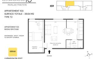 Appartement 2 Pièces 40 m² à vendre à Morlaix (29600)
