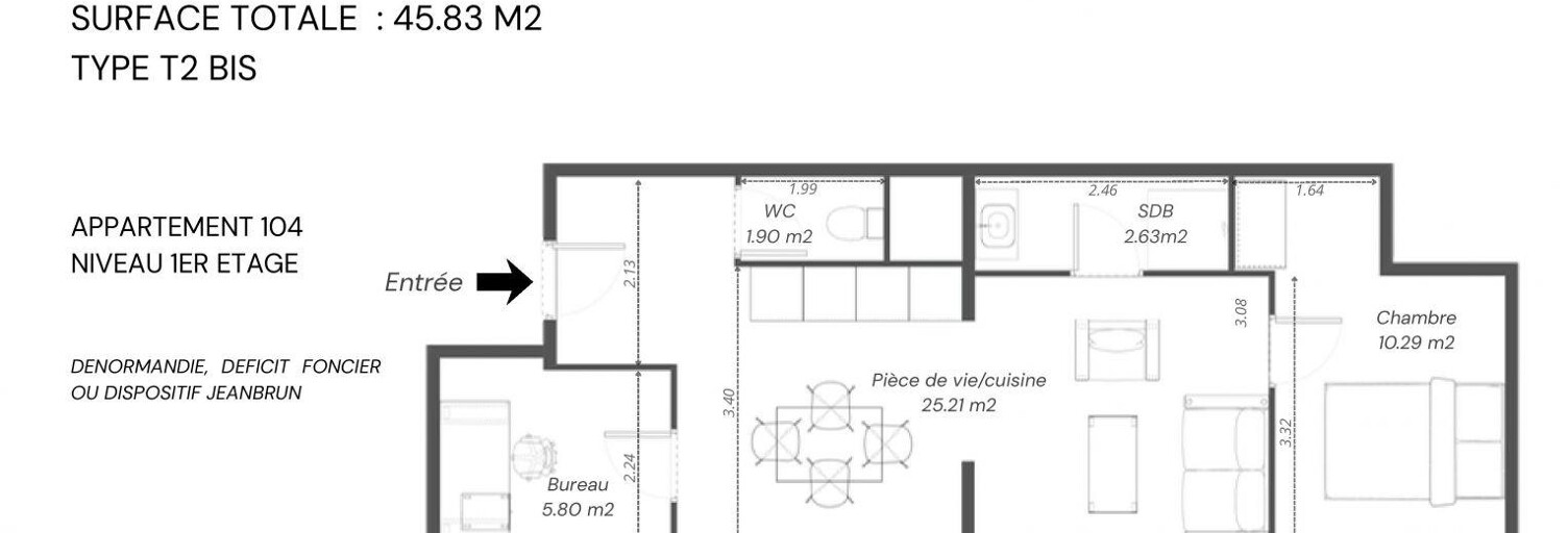 Appartement 3 Pièces 46 m² à vendre à Morlaix (29600)