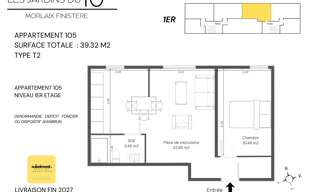Appartement 2 Pièces 39 m² à vendre à Morlaix (29600)