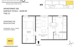 Appartement 2 Pièces 40 m² à vendre à Morlaix (29600)