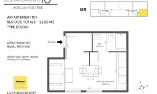 Appartement 1 Pièce 23 m² à vendre à Morlaix (29600)