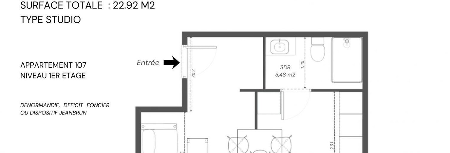 Appartement 1 Pièce 23 m² à vendre à Morlaix (29600)