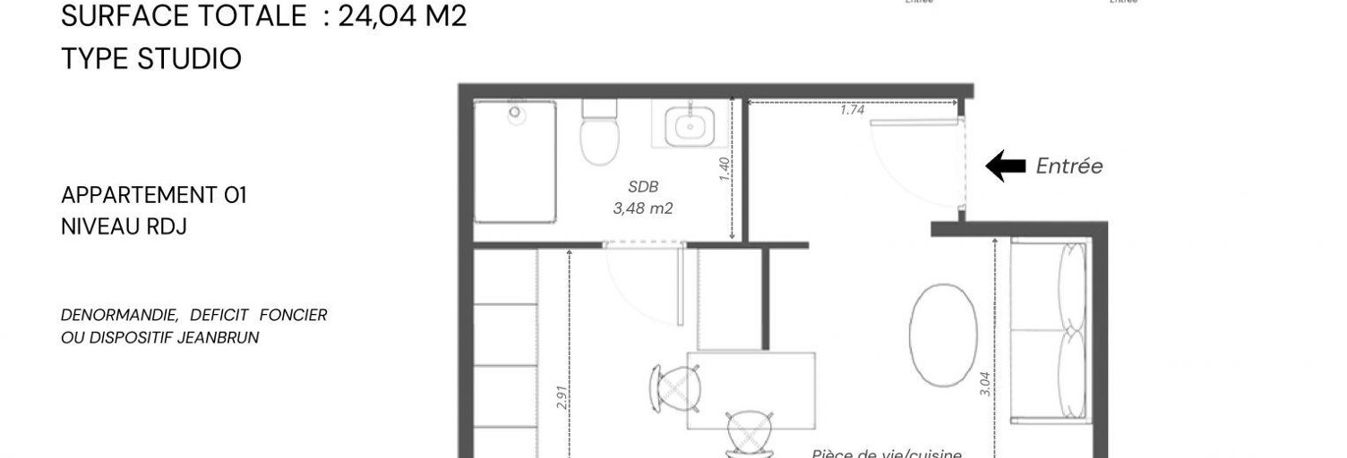 Appartement 1 Pièce 24 m² à vendre à Morlaix (29600)