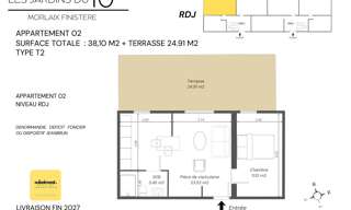 Appartement 2 Pièces 38 m² à vendre à Morlaix (29600)