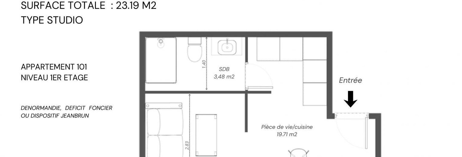 Appartement 1 Pièce 23 m² à vendre à Morlaix (29600)