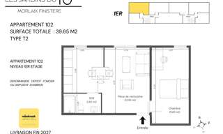 Appartement 2 Pièces 40 m² à vendre à Morlaix (29600)