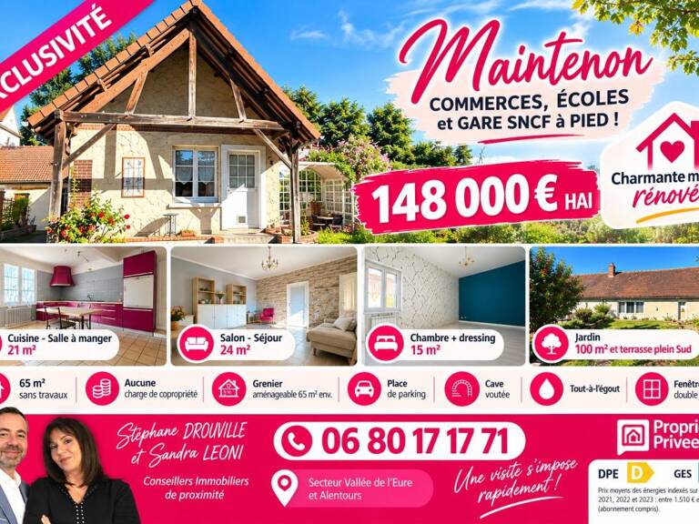 MAINTENON - CHARMANTE MAISON de 65 m2, 3 pièces — photo 1