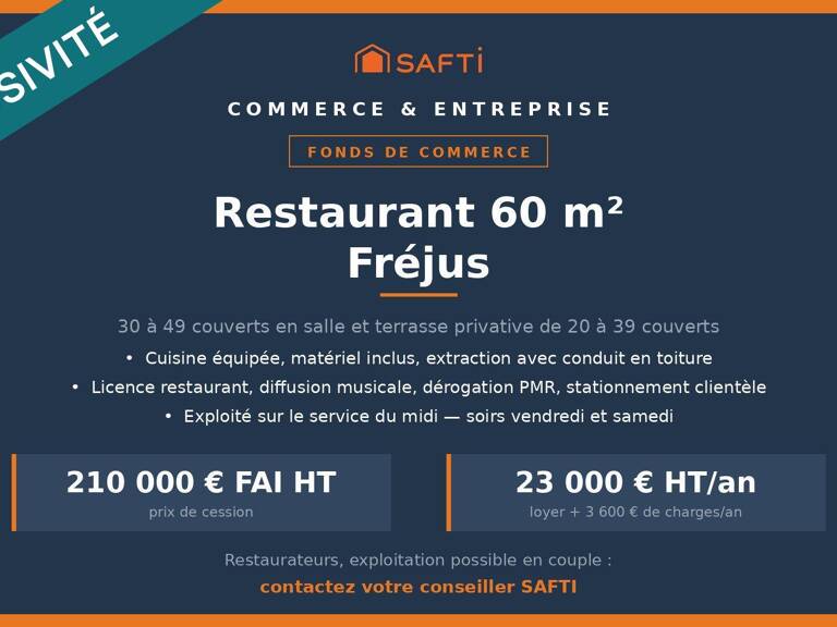 Restaurant Fréjus, CA de l'ordre de 250 K€ — photo 1