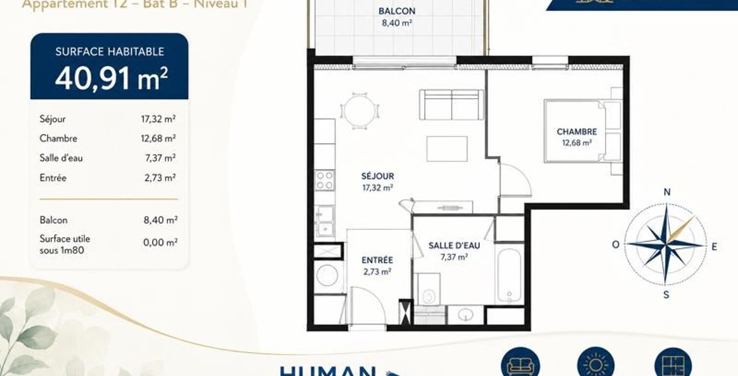 Appartement de 2 pièces principales — photo 1